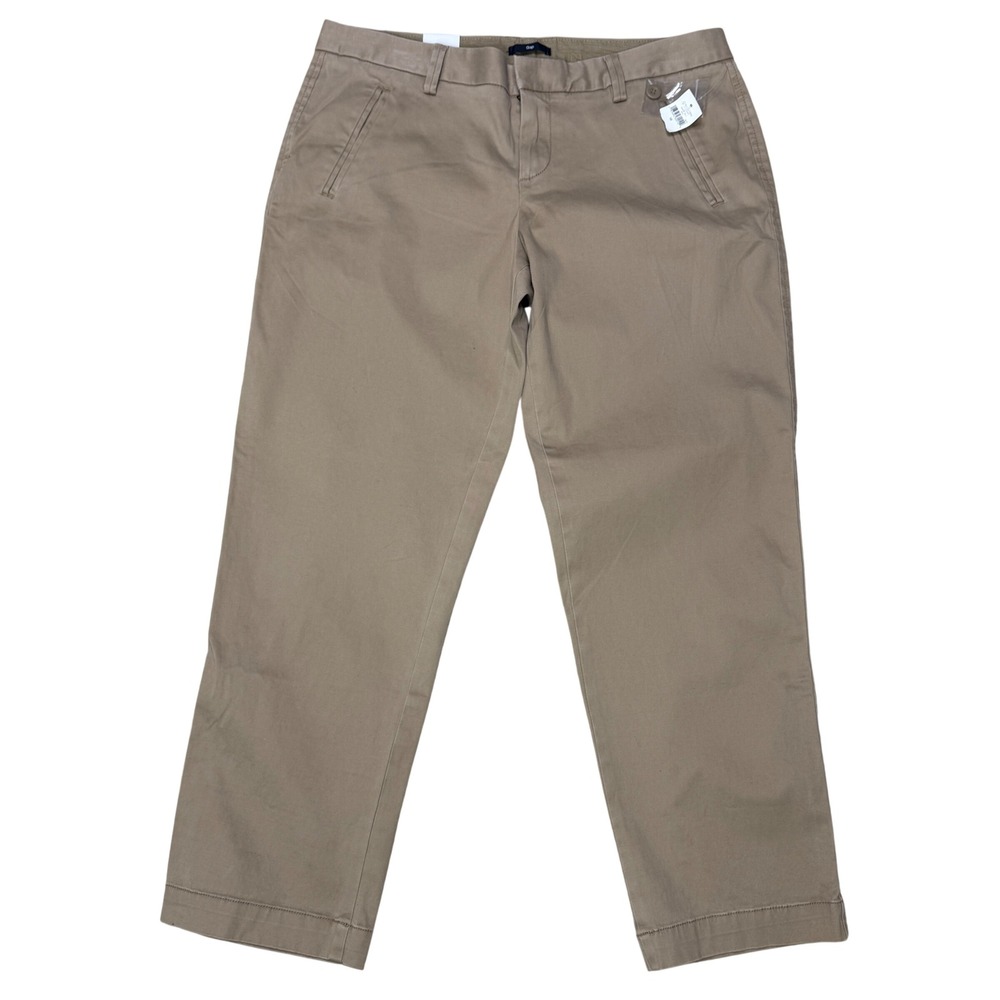 Gap Womens Size 10 Khaki Straight Leg Pants Beige Stretch Casual Classic NWT